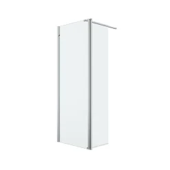 Paroi de douche à l'italienne fixe avec volet l.80+45 x H.195 cm, verre transparent, profilés alu chrome, GoodHome Ledava* Paroi De Douche