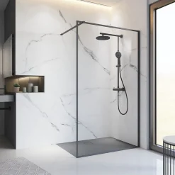 Paroi de douche à l'italienne transparente, profilé noir mat 140 cm, Schulte Impériale Contoura* Paroi De Douche