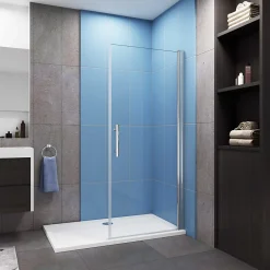 Paroi de douche à l'italienne pivotante Chrome, L76xH187cm, 6mm verre anticalcaire, Pose réversible, Conception simple