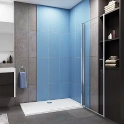 Paroi de douche à l'italienne pivotante Chrome, L76xH187cm, 6mm verre anticalcaire, Pose réversible, Conception simple
