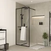 Paroi de douche à l'italienne fixe 100 x 200 cm, noir mat, Galedo Dark Edge Shelf* Paroi De Douche