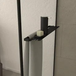 Paroi de douche à l'italienne fixe 100 x 200 cm, noir mat, Galedo Dark Edge Shelf* Paroi De Douche