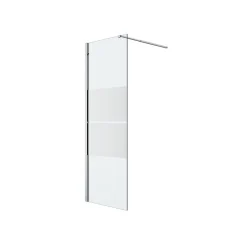 Paroi de douche à l'italienne fixe l.70 x H.195 cm, bandes miroir, profilés alu chrome, GoodHome Ledava* Paroi De Douche