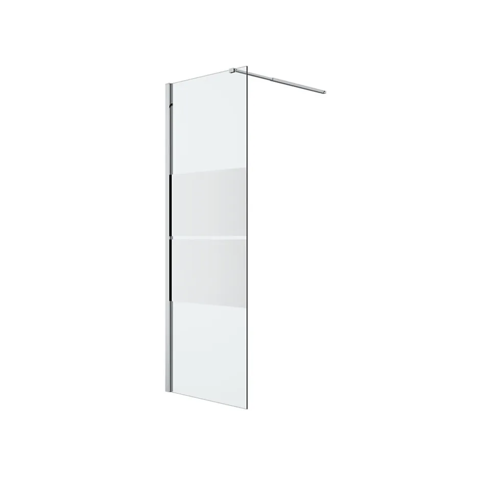 Paroi de douche à l'italienne fixe l.70 x H.195 cm, bandes miroir, profilés alu chrome, GoodHome Ledava* Paroi De Douche