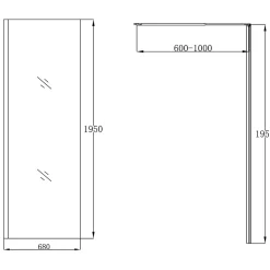 Paroi de douche à l'italienne fixe l.70 x H.195 cm, bandes miroir, profilés alu chrome, GoodHome Ledava* Paroi De Douche