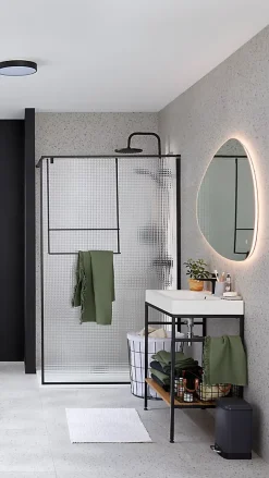 Paroi de douche à l'italienne GoodHome Ezili gaufré profilé noir 120 cm