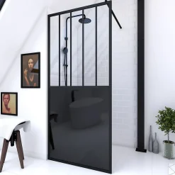 Paroi de douche à l'italienne Galedo Black Indus transparent 100cm* Paroi De Douche
