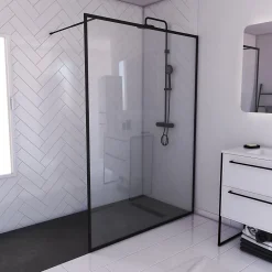 Paroi de douche à l'italienne noir Galedo Dark Edge transparent l.140 x H.200 cm