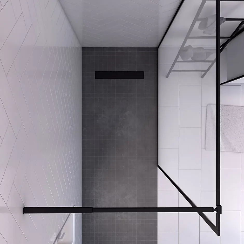 Paroi de douche à l'italienne noir Galedo Dark Edge transparent l.140 x H.200 cm
