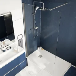 Paroi de douche à l'italienne fixe l.80 x H.195 cm, verre transparent, profilés alu chrome, GoodHome Ledava* Paroi De Douche