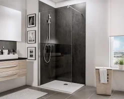 Paroi de douche à l'italienne l.120xH.190cm, Walk In, verre transparent anticalcaire 6mm, profilé chromé, Schulte NewStyle