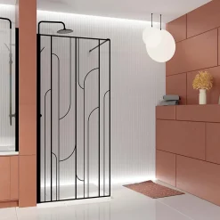 Paroi de douche à l'italienne l.90 x H.195 cm profilés noirs, Galedo Art Déco