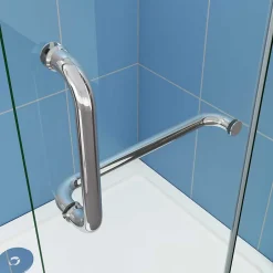 Paroi de douche à l'italienne pivotante chrome 120x190cm style atelier,8mm verre anticalcaire avec Porte Serviette Intégré* Paroi De Douche