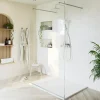 Paroi de douche à l'italienne centrale l.140 x 195 cm, profilés alu finition chrome, GoodHome Ledava* Paroi De Douche
