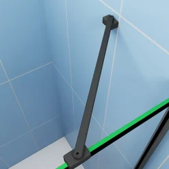 Paroi de douche à l'italienne noir 100x200cm + Étagère de Douche 100cm alu - 8mm Verre sécurité + barre de fixation noir 45cm* Paroi De Douche