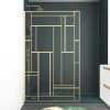 Paroi de douche à l'italienne fixe 120 x 195 cm, motifs géométriques, doré brossé, Galedo Art Deco