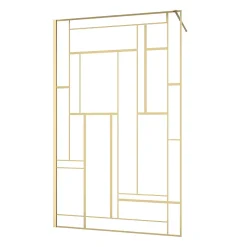 Paroi de douche à l'italienne fixe 120 x 195 cm, motifs géométriques, doré brossé, Galedo Art Deco