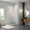 paroi de douche à l'italienne chromé 60x190cm,6mm verre anticalcaire,paroi fixe avec bandes horizontales sérigraphiées