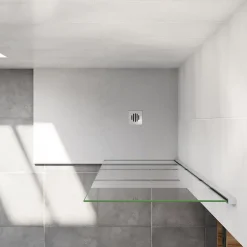 paroi de douche à l'italienne chromé 60x190cm,6mm verre anticalcaire,paroi fixe avec bandes horizontales sérigraphiées