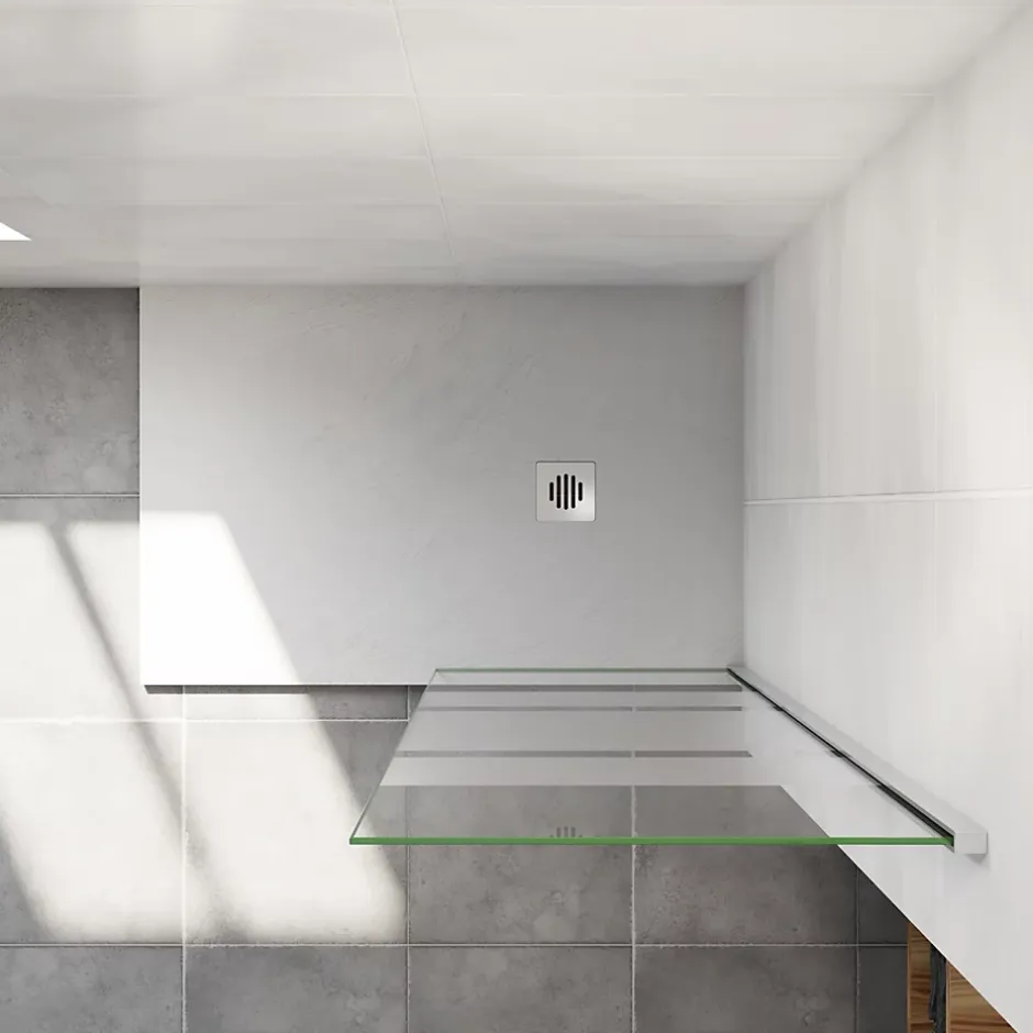 paroi de douche à l'italienne chromé 60x190cm,6mm verre anticalcaire,paroi fixe avec bandes horizontales sérigraphiées