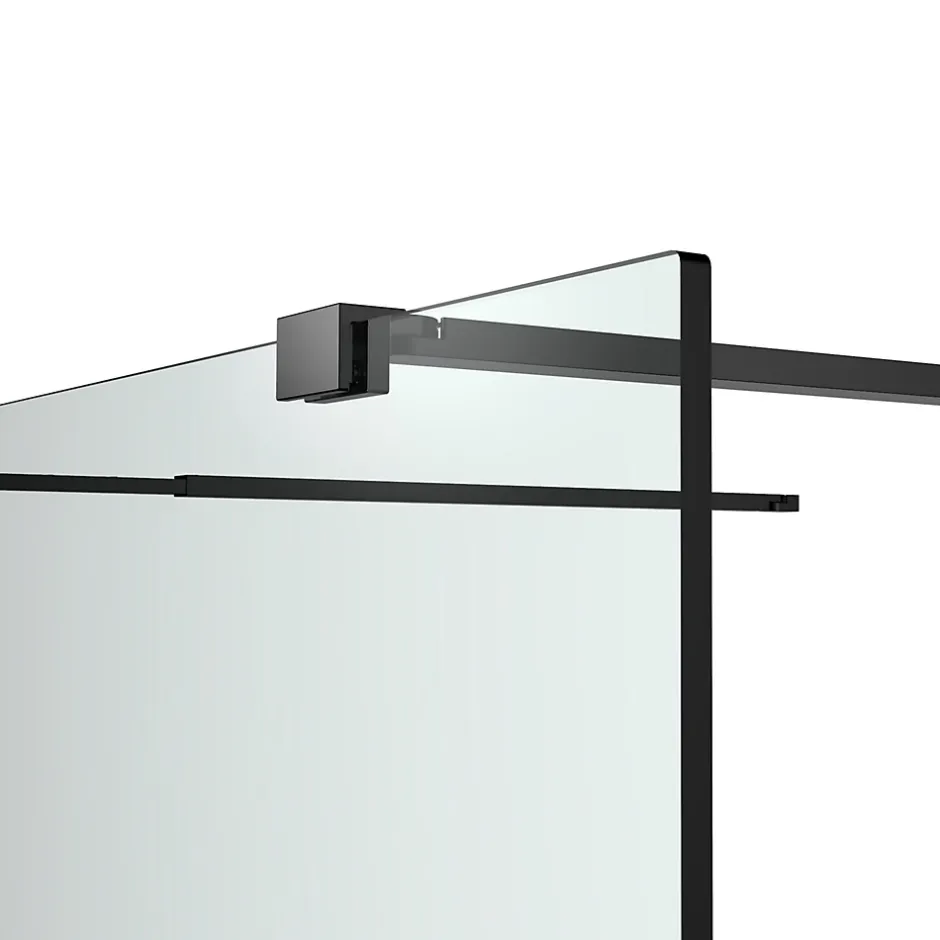 Paroi de douche à l'italienne centrale l.120 x 195 cm, profilés alu noir mat, GoodHome Ledava