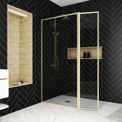 Paroi de douche à l'italienne fixe + volet pivotant 100+40 x 200 cm, Galedo Golden Edge* Paroi De Douche