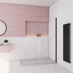 paroi de douche à l'italienne fixe 90x200cm,style atelier,Profilé en aluminium noir mat,en 8mm verre anticalcaire,sans receveur* Paroi De Douche