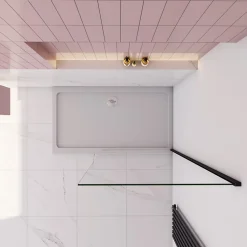 paroi de douche à l'italienne fixe 90x200cm,style atelier,Profilé en aluminium noir mat,en 8mm verre anticalcaire,sans receveur* Paroi De Douche