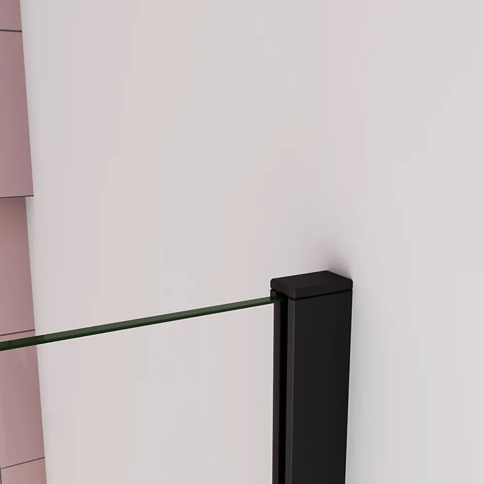 paroi de douche à l'italienne fixe 90x200cm,style atelier,Profilé en aluminium noir mat,en 8mm verre anticalcaire,sans receveur* Paroi De Douche