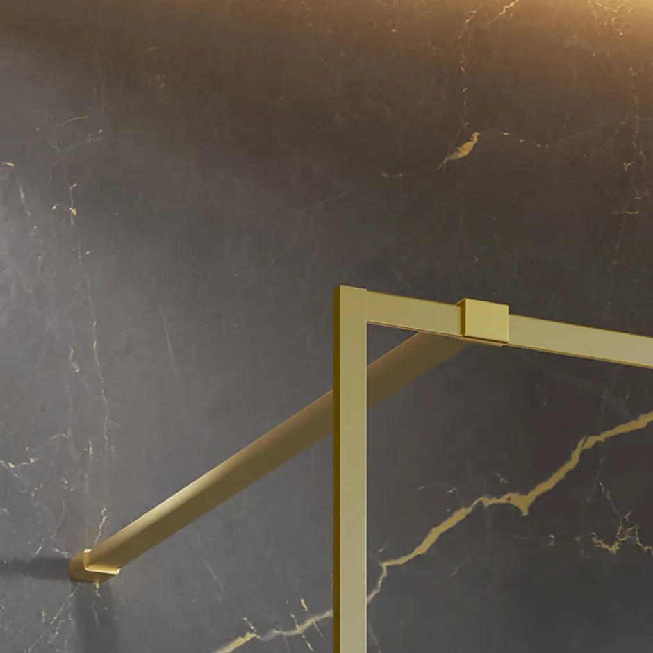 Paroi de douche à l'italienne transparente, profilé doré 90 cm, Schulte Impériale Contoura