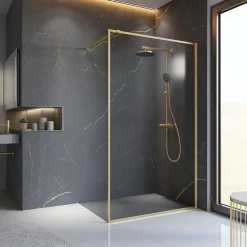 Paroi de douche à l'italienne transparente, profilé doré 90 cm, Schulte Impériale Contoura