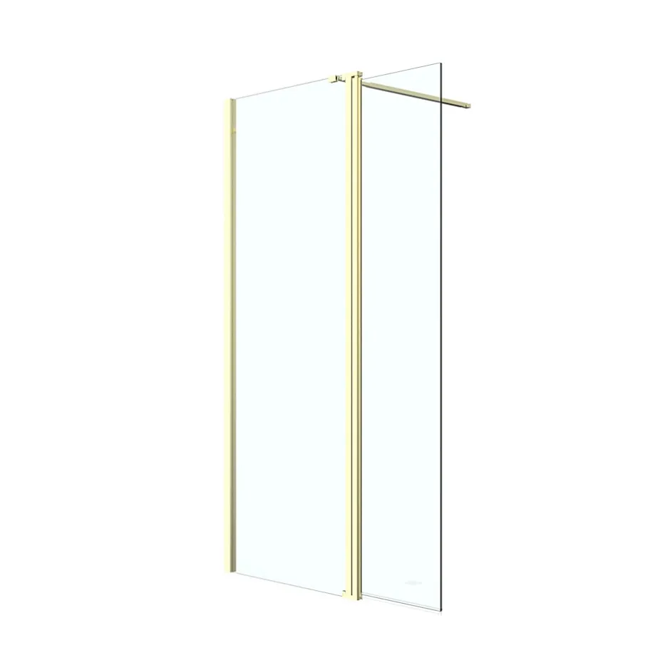 Paroi de douche à l'italienne + volet pivotant l.80+45 x 195 cm, profilés alu finition doré brossé, GoodHome Ledava* Paroi De Douche