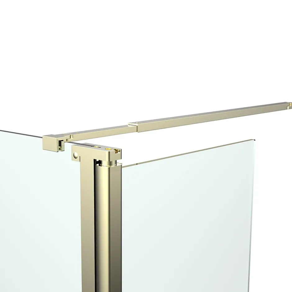 Paroi de douche à l'italienne + volet pivotant l.80+45 x 195 cm, profilés alu finition doré brossé, GoodHome Ledava* Paroi De Douche