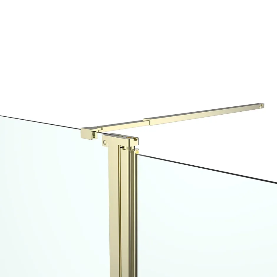 Paroi de douche à l'italienne + volet pivotant l.80+45 x 195 cm, profilés alu finition doré brossé, GoodHome Ledava* Paroi De Douche