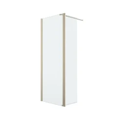 Paroi de douche à l'italienne + volet pivotant l.80+45 x 195 cm, profilés alu finition doré brossé, GoodHome Ledava* Paroi De Douche