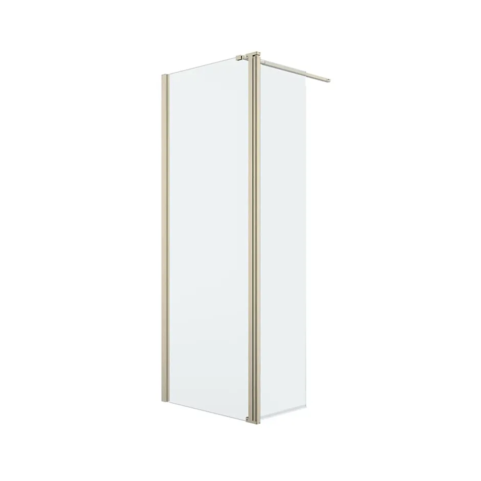 Paroi de douche à l'italienne + volet pivotant l.80+45 x 195 cm, profilés alu finition doré brossé, GoodHome Ledava* Paroi De Douche