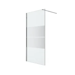 Paroi de douche à l'italienne fixe l.100 x H.195 cm, bandes miroir, profilés alu chrome, GoodHome Ledava* Paroi De Douche