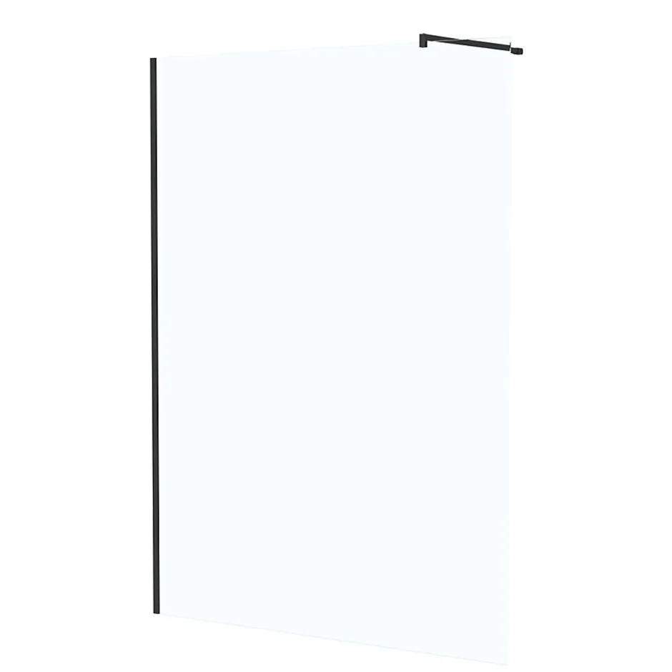 Paroi de douche à l'italienne H.195 x l.140 cm, ép. 5 mm, profilé noir, Galedo Essentiel