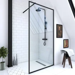 Paroi de douche à l'italienne noir Galedo Dark Edge transparent 100cm