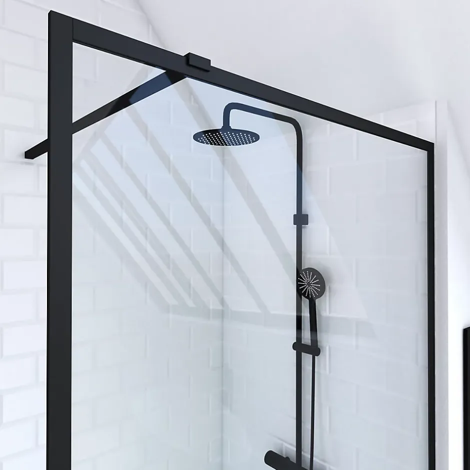 Paroi de douche à l'italienne noir Galedo Dark Edge transparent 100cm