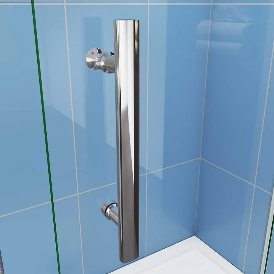 Paroi de douche à l'italienne chrome L75 x H195cm style atelier,pivotante et pliante,6mm verre anticalcaire