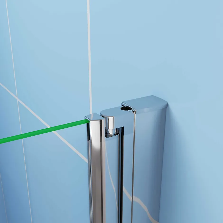 Paroi de douche à l'italienne chrome L75 x H195cm style atelier,pivotante et pliante,6mm verre anticalcaire