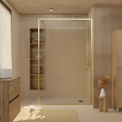 Paroi de douche à l'italienne l.120 x H.200 cm verre ondulé et profilés doré brossé, Galedo Golden Edge* Paroi De Douche