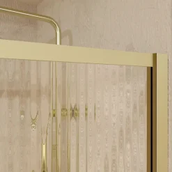 Paroi de douche à l'italienne l.120 x H.200 cm verre ondulé et profilés doré brossé, Galedo Golden Edge* Paroi De Douche