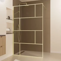 Paroi de douche à l'italienne fixe 120 x 195 cm, doré brossé, Galedo Bricks Gold