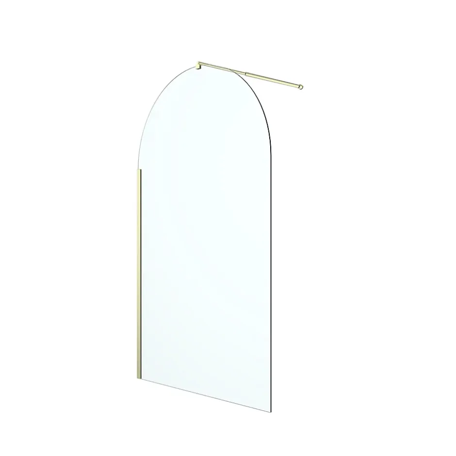 Paroi de douche à l'italienne arrondie l.120 x 198 cm, profilés alu finition doré brossé, GoodHome Ledava* Paroi De Douche