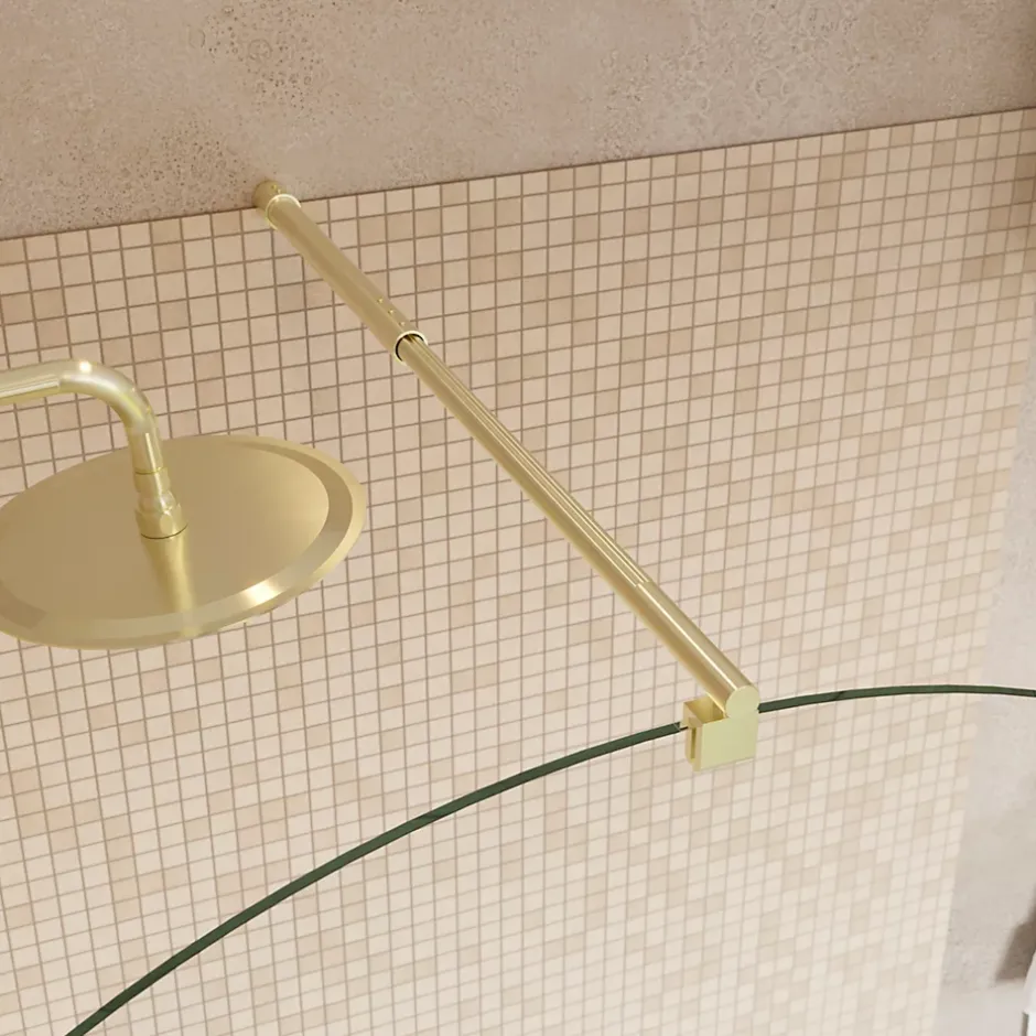 Paroi de douche à l'italienne arrondie l.120 x 198 cm, profilés alu finition doré brossé, GoodHome Ledava* Paroi De Douche