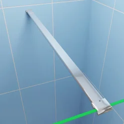 Paroi de douche à l'italienne Chrome 140x200cm - 8mm verre anticalcaire + Barre de fixation 140cm + Étagère de Douche 140cm* Paroi De Douche