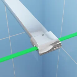 Paroi de douche à l'italienne Chrome 140x200cm - 8mm verre anticalcaire + Barre de fixation 140cm + Étagère de Douche 140cm* Paroi De Douche