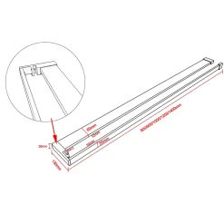 Paroi de douche à l'italienne Chrome 140x200cm - 8mm verre anticalcaire + Barre de fixation 140cm + Étagère de Douche 140cm* Paroi De Douche